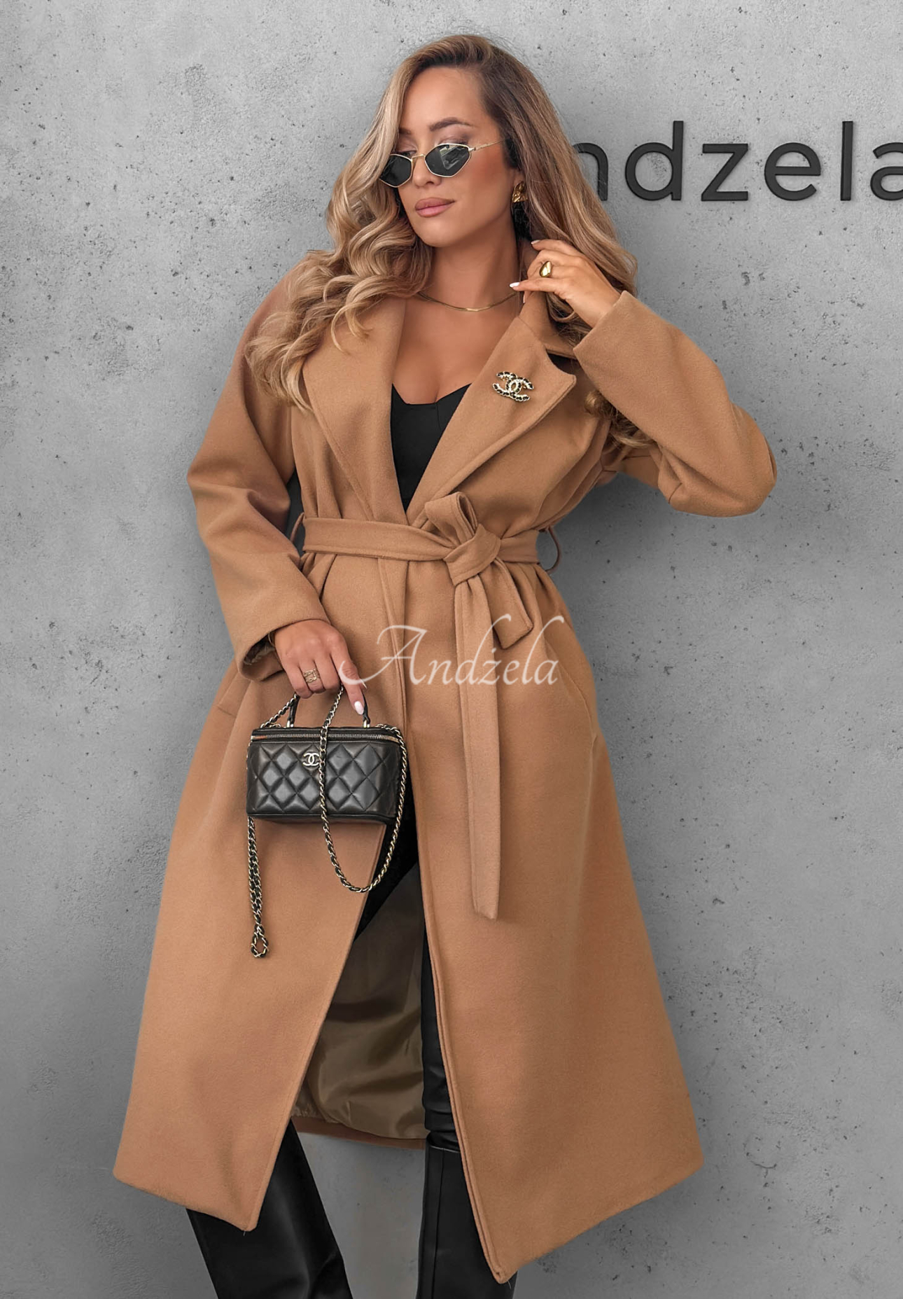 Autumn Fairytale Double-Breasted Coat with Belt in Camel