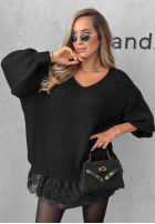 Sweter oversize z koronką Dusky Clouds rudy
