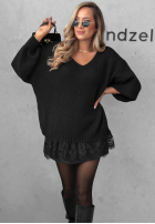 Sweter oversize z koronką Dusky Clouds rudy
