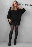 Sweter oversize z koronką Dusky Clouds rudy