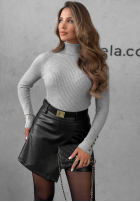 Prążkowana bluzka z golfem Seasonal Basic czerwona