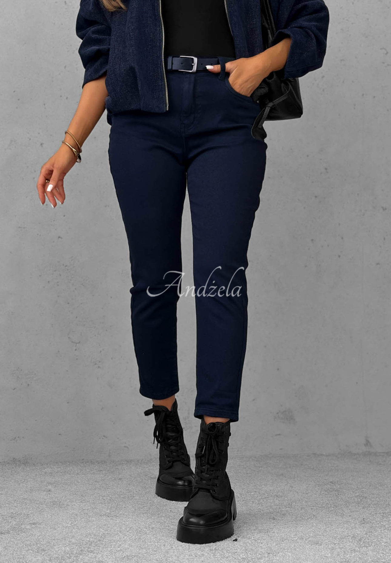 Nothing More Dark Navy Blue Jeans with a Belt