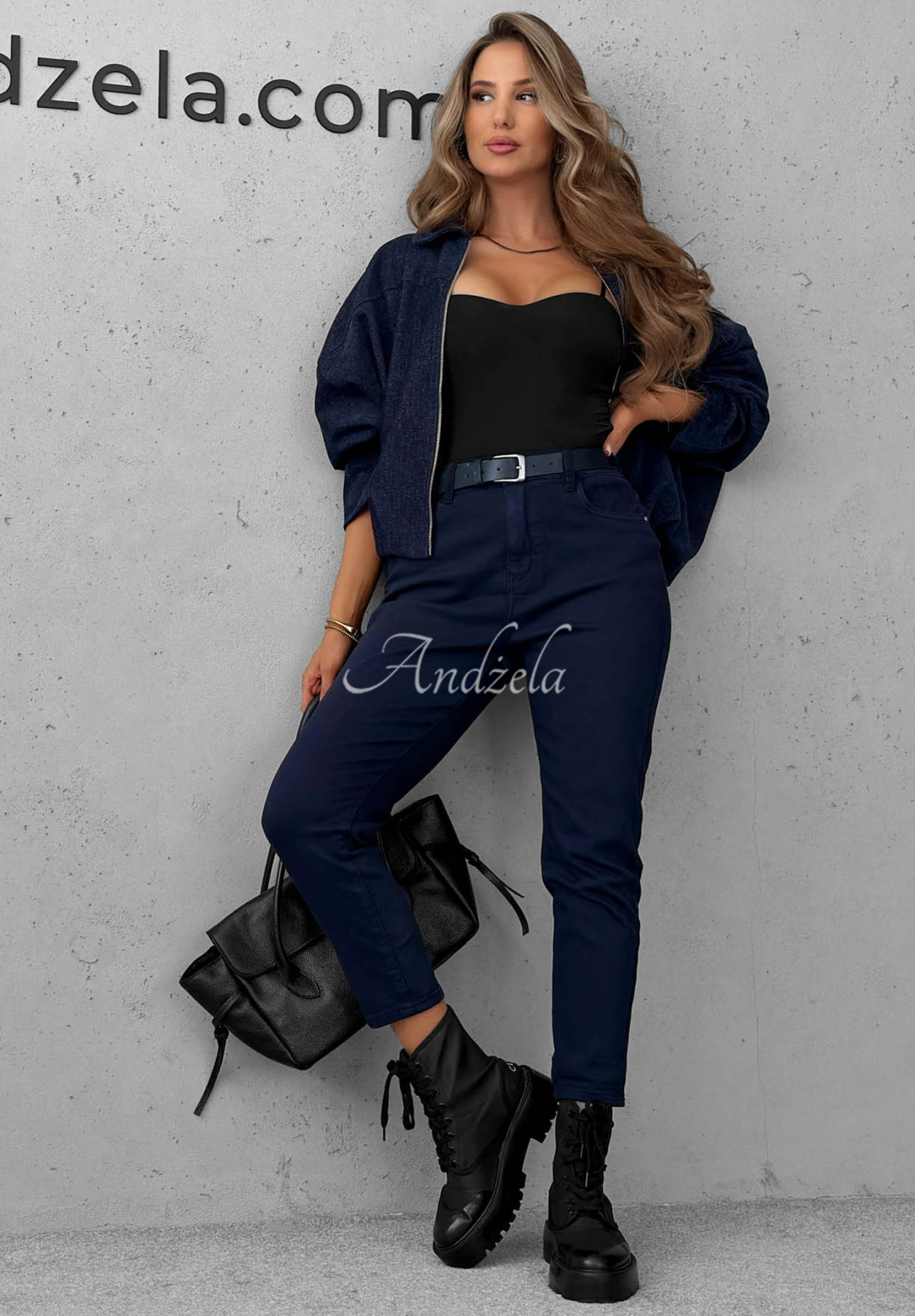 Nothing More Dark Navy Blue Jeans with a Belt