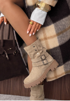 Zamszowe botki z paskami Rainy Steps czarne