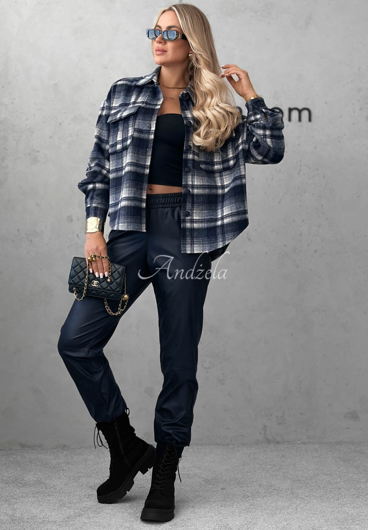 Maple Plaid Navy Blue Checkered Wool Shirt