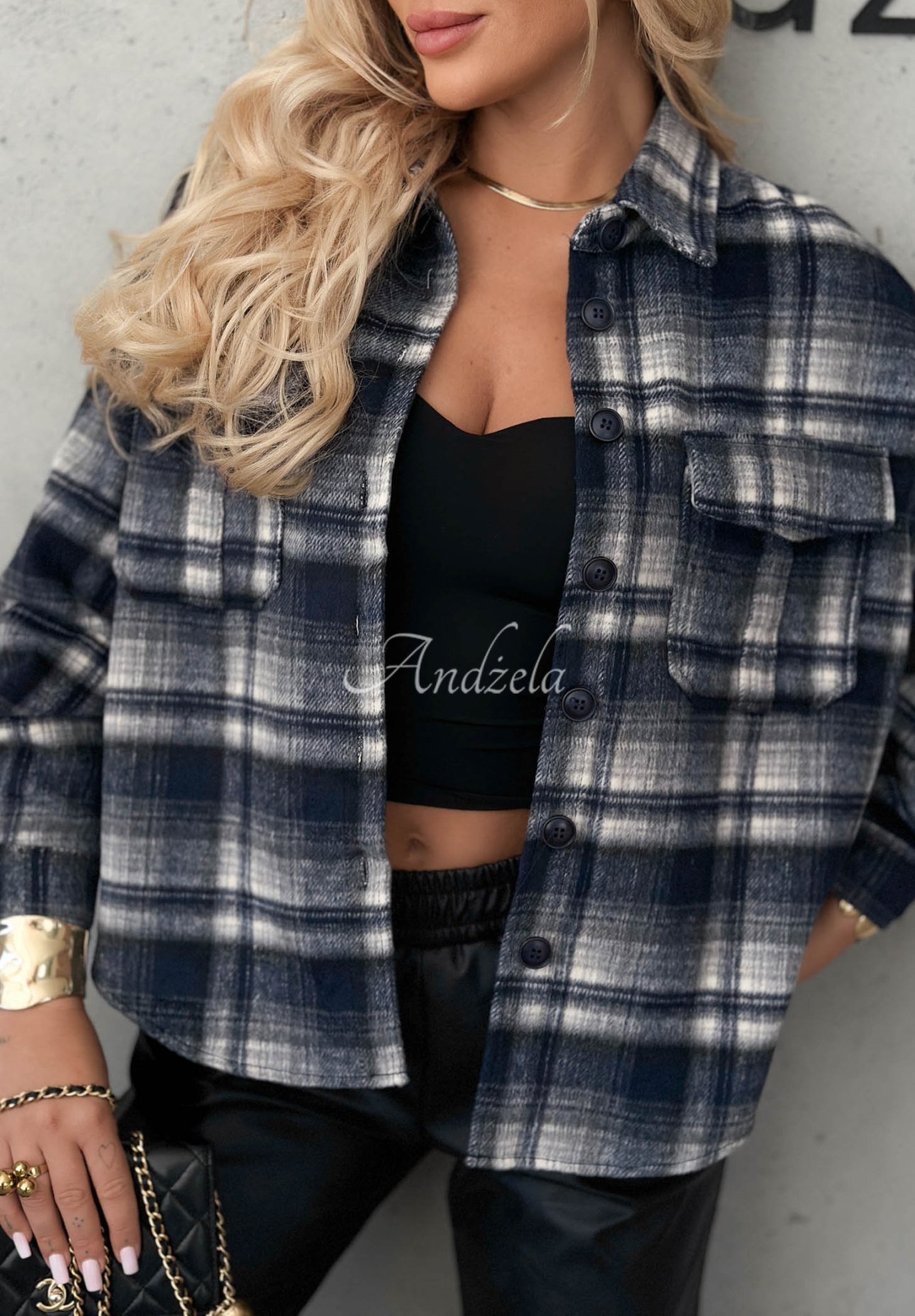 Maple Plaid Navy Blue Checkered Wool Shirt