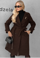 Długi płaszcz z kołnierzem i paskiem Maple Street camelowy