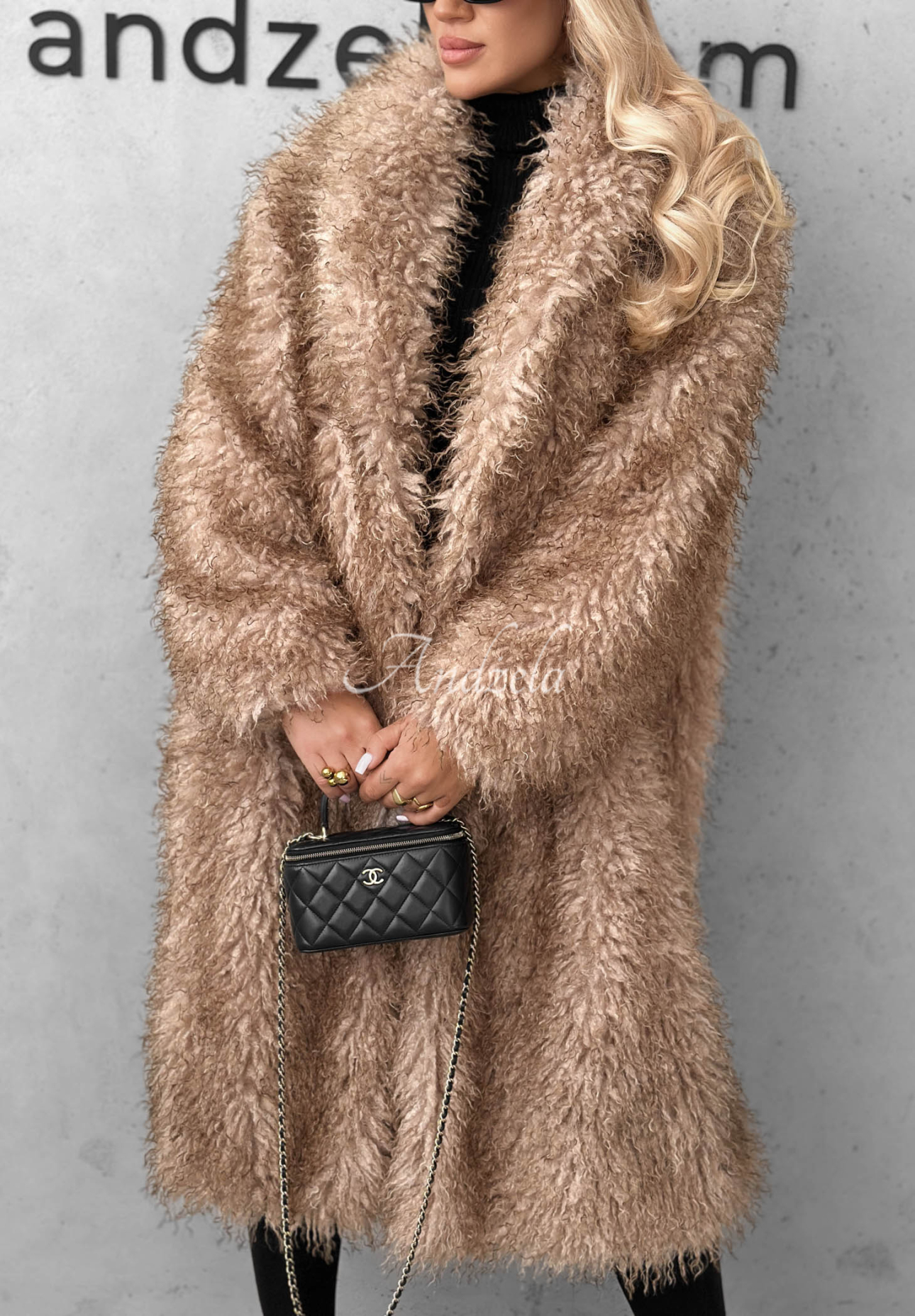 November Fog Long Beige Fur Coat
