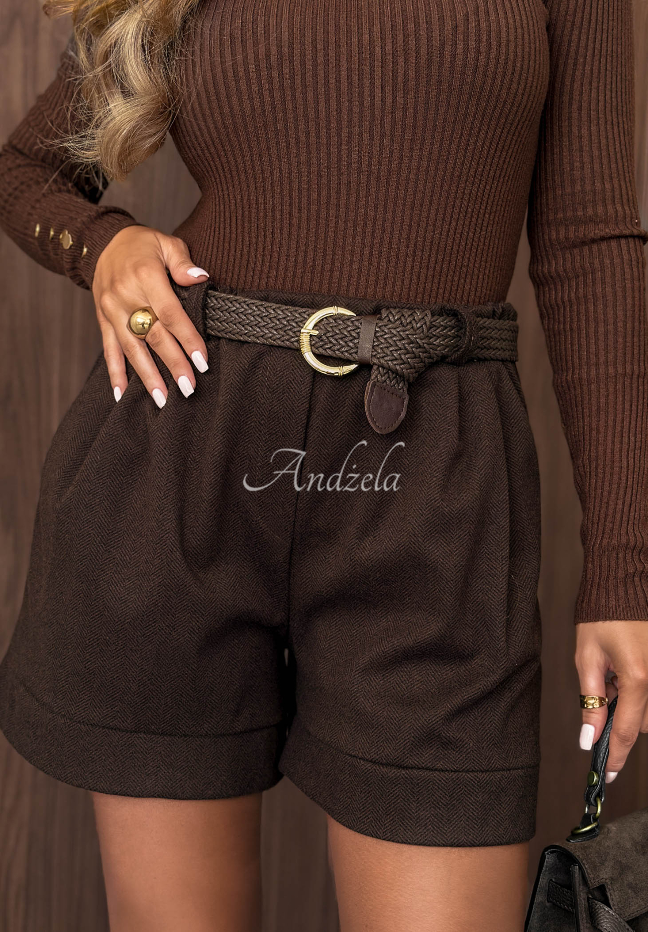 Quiet Evening Chocolate Cotton Shorts with a Belt