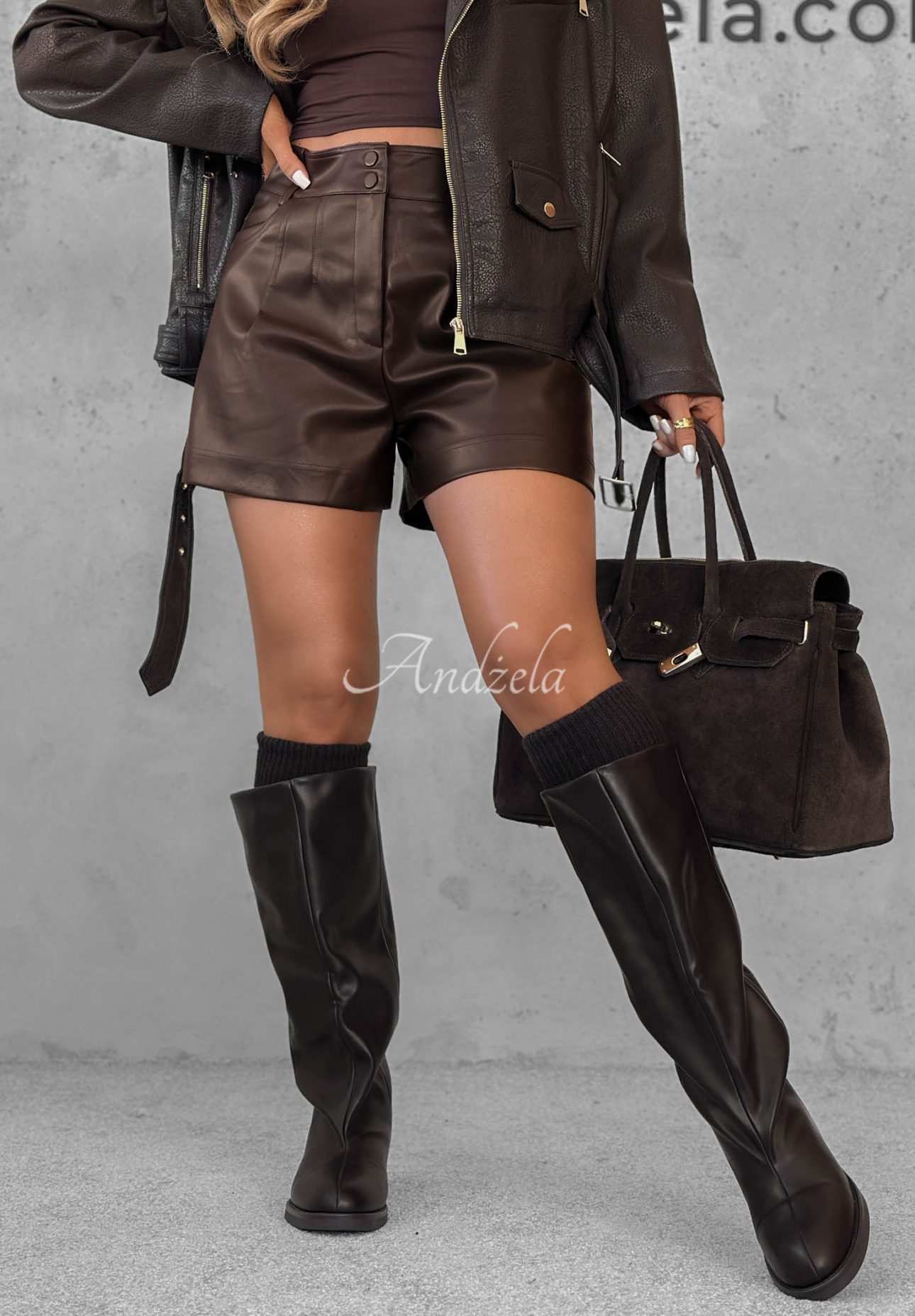 Warm October Chocolate-Colored Leather Shorts