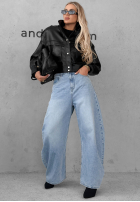 Spodnie jeansowe wide leg Amber Avenue jasnoniebieskie