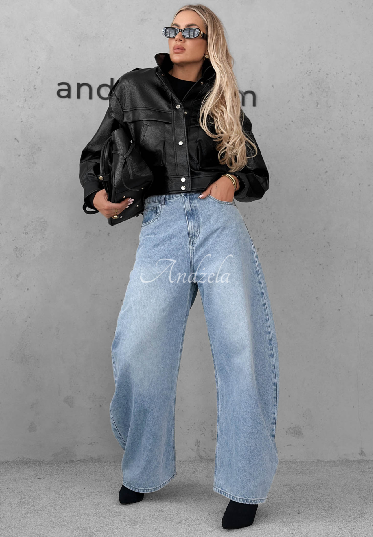 Spodnie jeansowe balloon Amber Avenue jasnoniebieskie