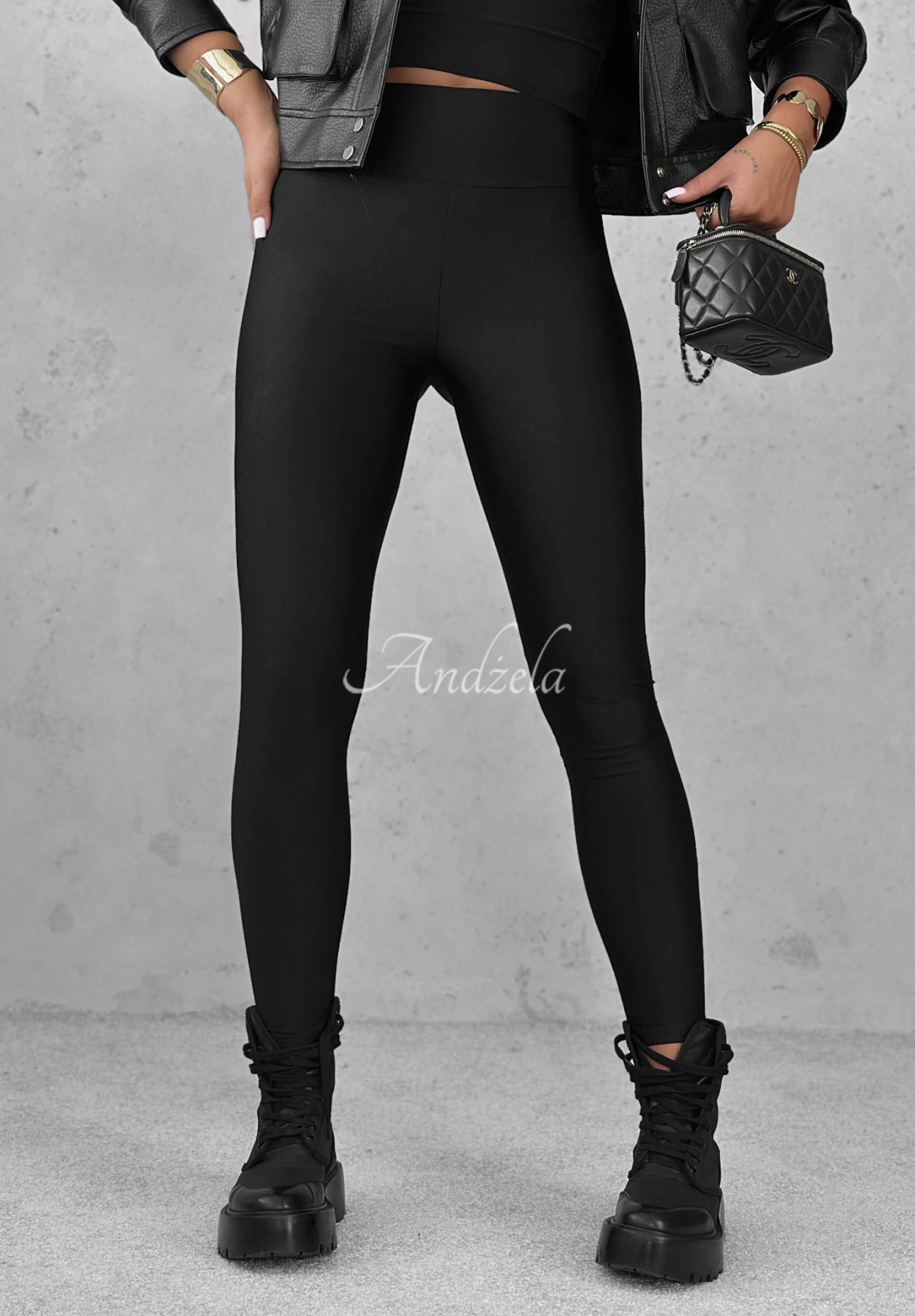 Toffee Glow Black Fitted Leggings