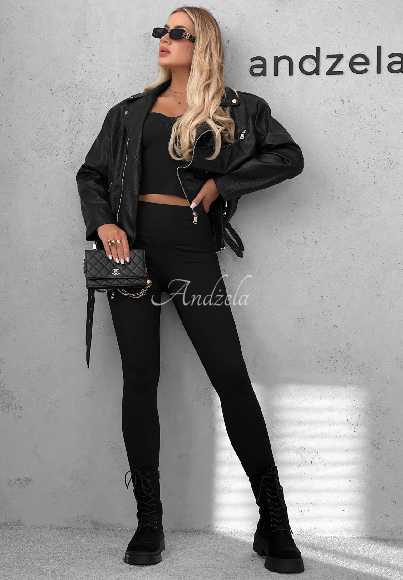 Rainy Streets Black Laser-Cut Leggings