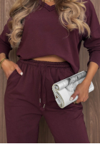 Bluzka longsleeve z dekoltem w serek Simple Day burgundowa