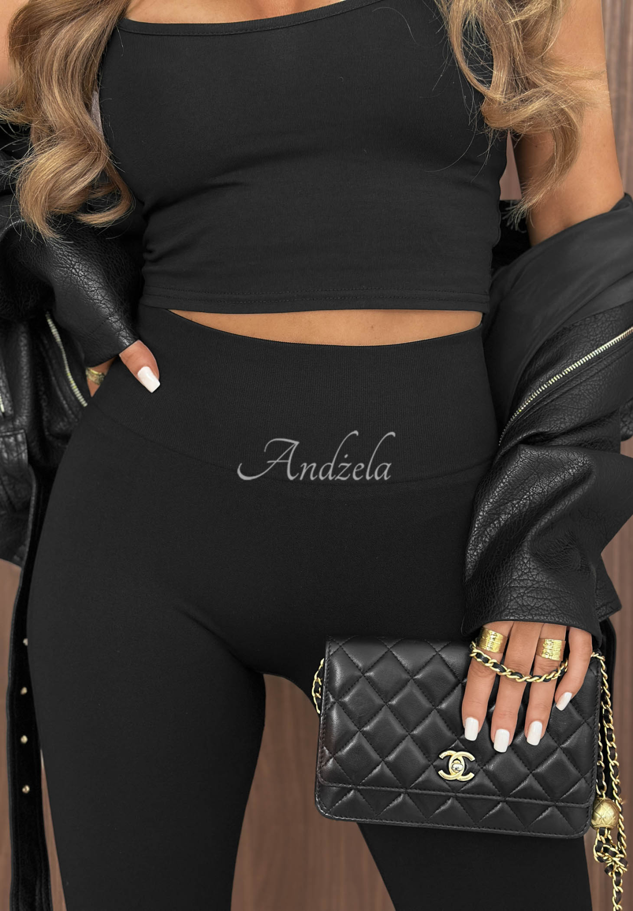 Daily Ritual Black Fitted Leggings with a Wide Waistband