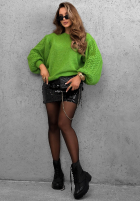 Sweter z ozdobnie plecionymi rękawami Comfort First zielony