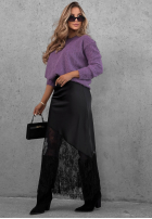 Satynowa spódnica maxi z koronką Velvet Kiss czarna