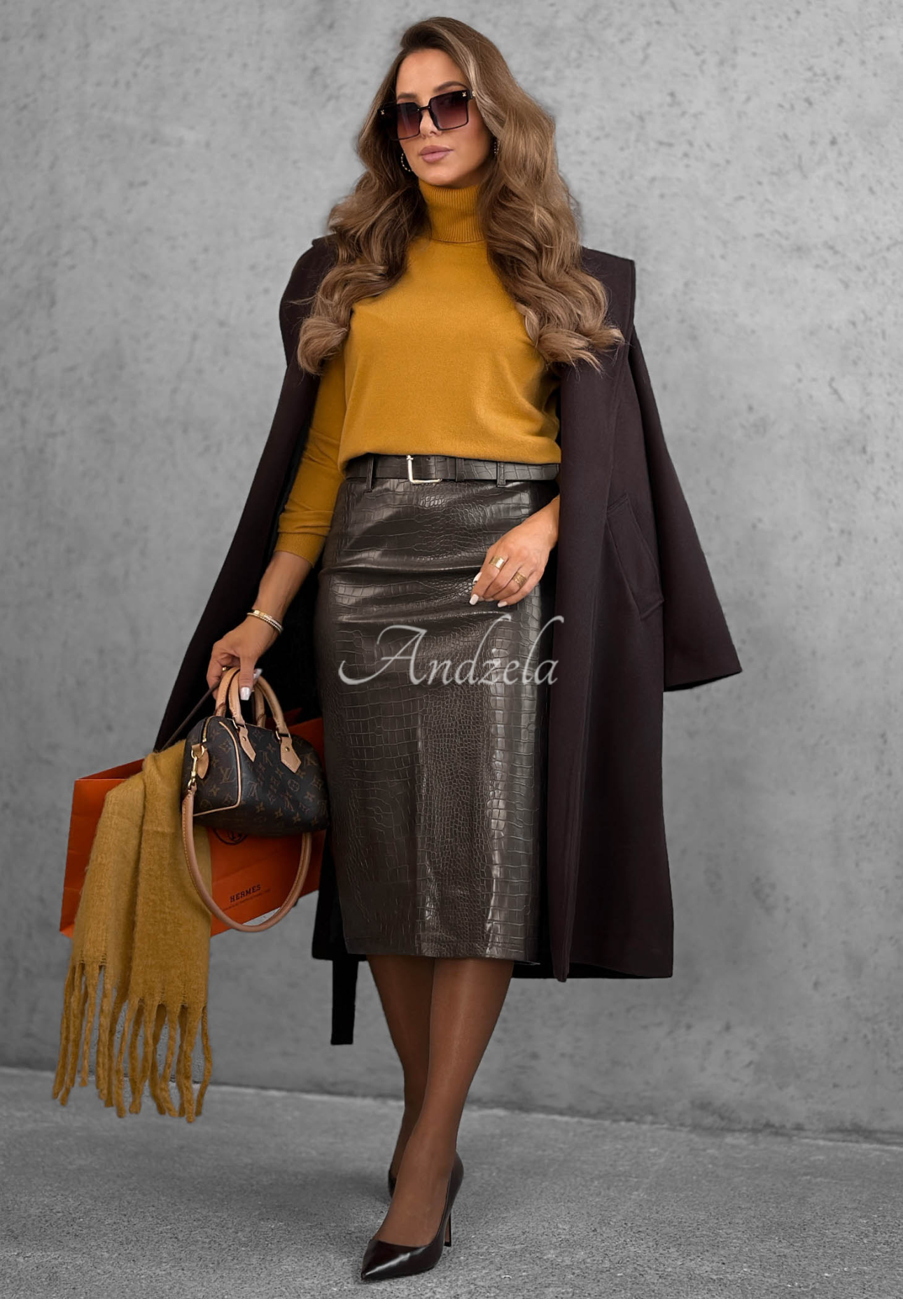 Early Evening Mustard-Colored Viscose Turtleneck Sweater