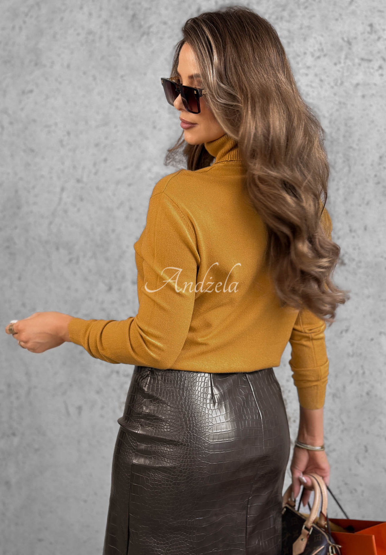 Early Evening Mustard-Colored Viscose Turtleneck Sweater