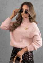Miękki sweter z golfem Warm Cloud baby blue