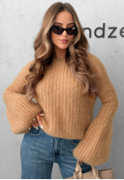 Moherowy sweter z szerokimi rękawami Cloudly camelowy
