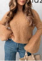 Moherowy sweter z szerokimi rękawami Cloudly camelowy