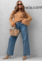 Moherowy sweter z szerokimi rękawami Cloudly camelowy