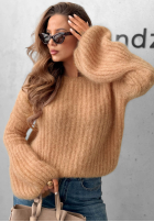 Moherowy sweter z szerokimi rękawami Cloudly camelowy