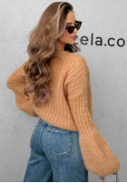 Moherowy sweter z szerokimi rękawami Cloudly camelowy