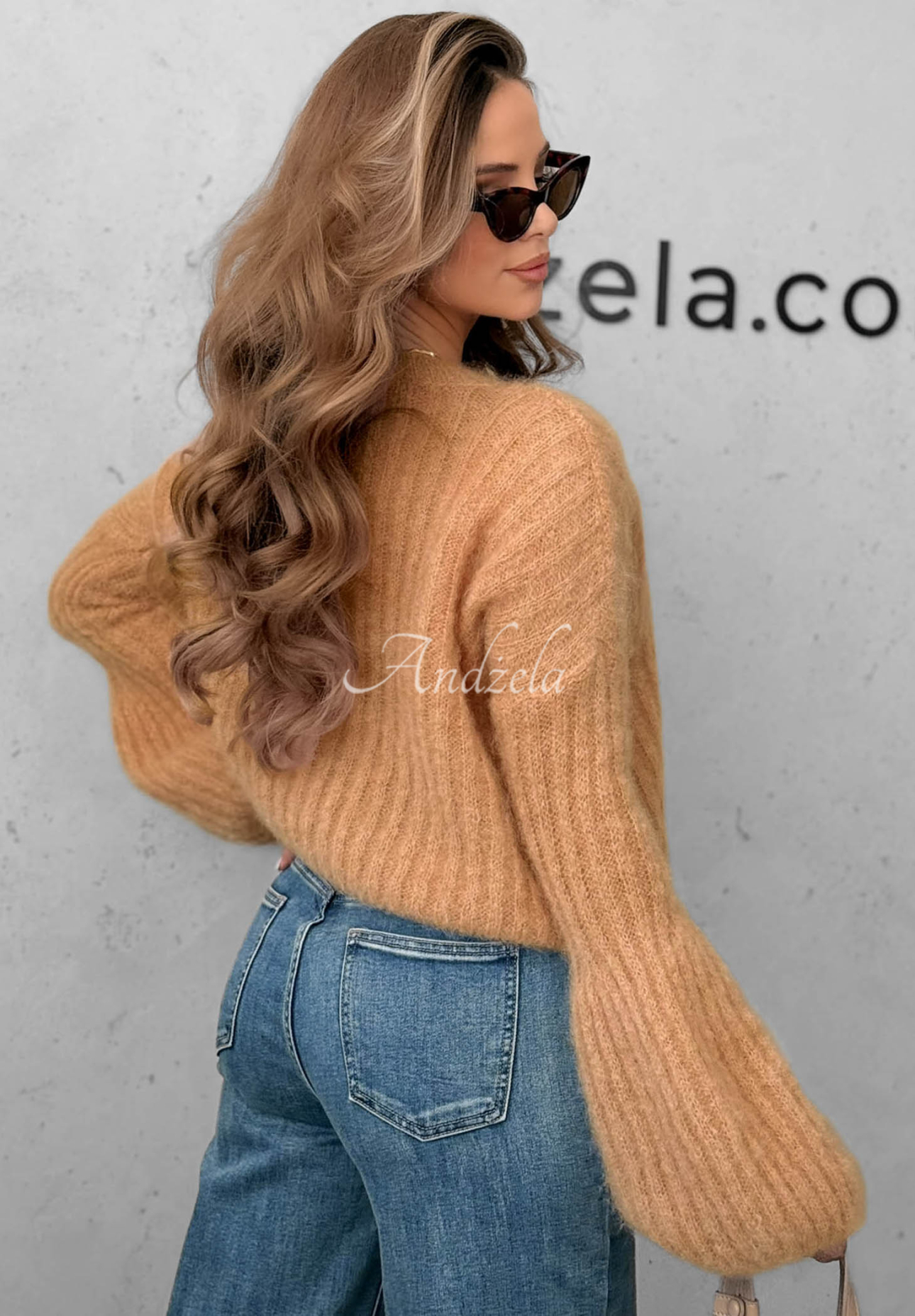 Mohair sweater with wide sleeves Cocomore Cloudly camel