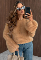 Moherowy sweter z szerokimi rękawami Cloudly camelowy