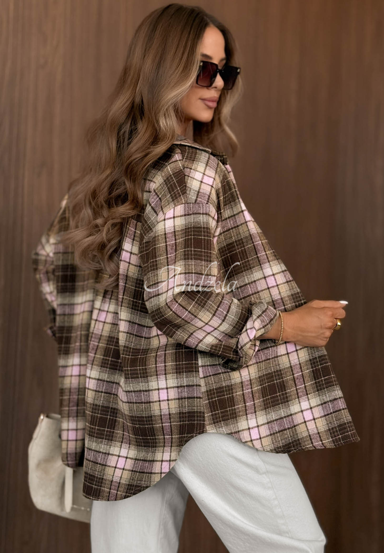 Cocoa Break Chocolate Checkered Collar Cotton Shirt