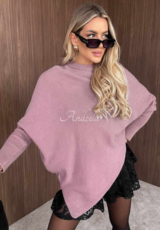 Unknown Number Asymmetrical Sweater with Wool, Dusty Pink