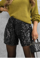 Krótkie cekinowe spodenki Sparkle Desire czarne
