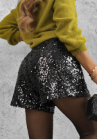 Krótkie cekinowe spodenki Sparkle Desire czarne
