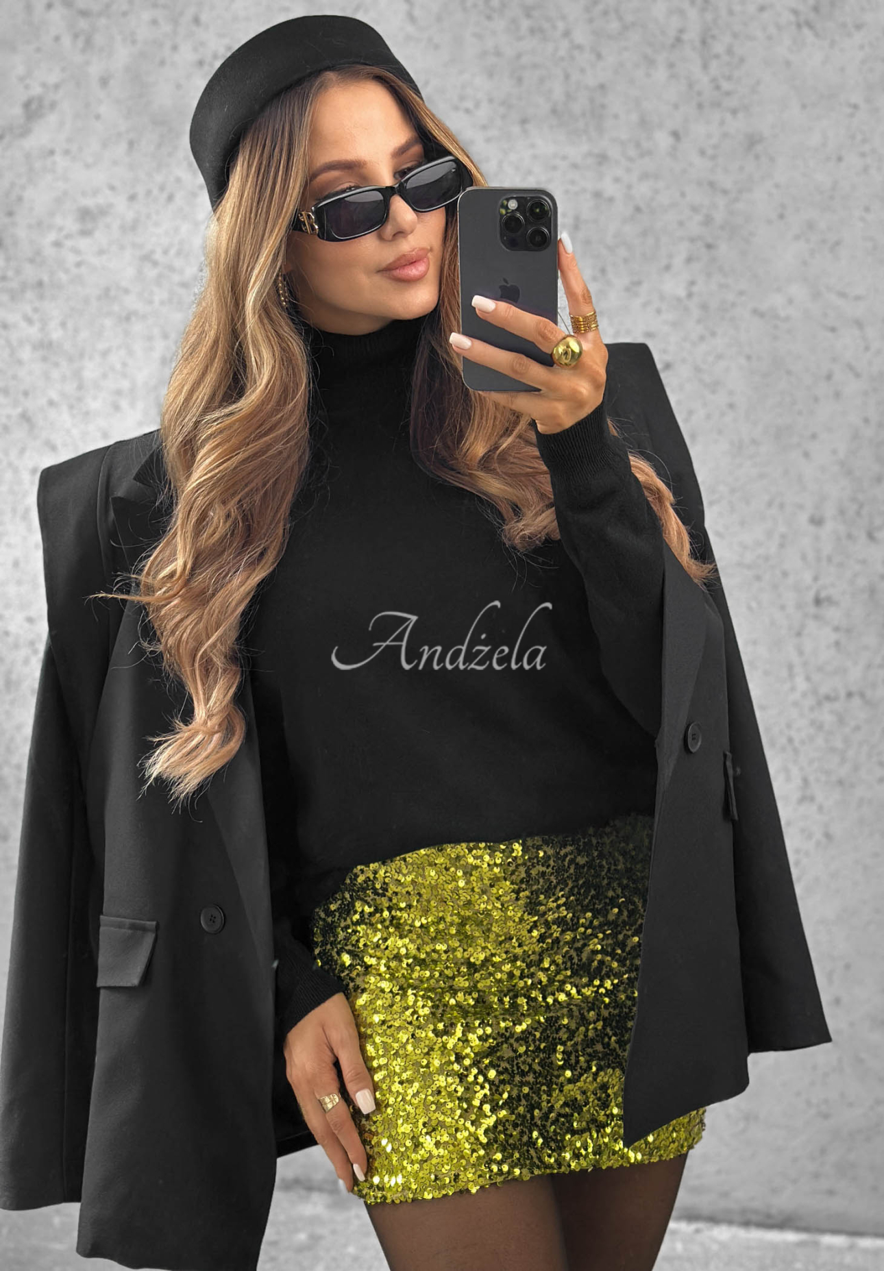 Cekinowa spódniczka mini Glitter Doll zielony awokado
