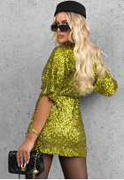 Cekinowa sukienka mini Glitter Doll zielona