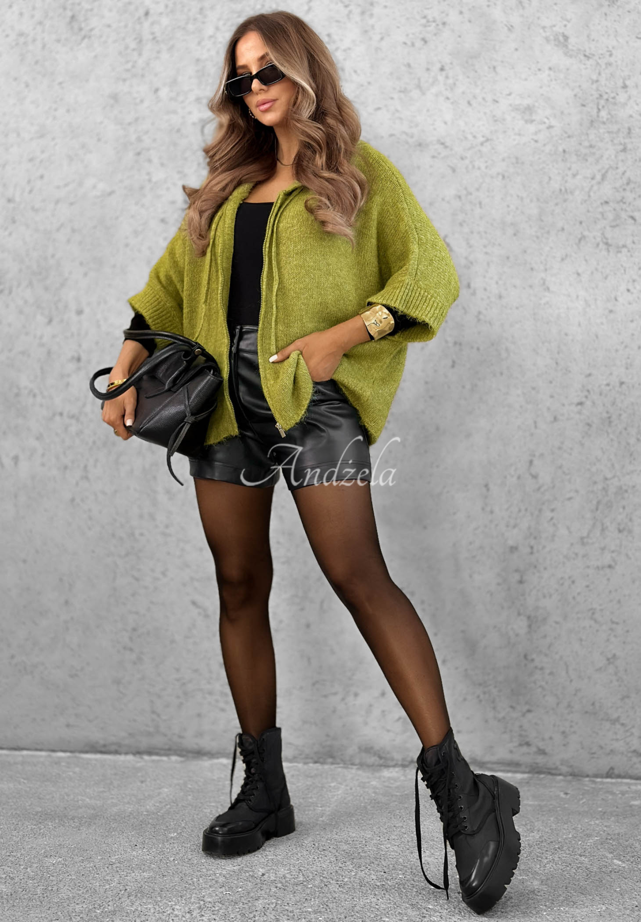Soft On Me Wool Cardigan with Hood, Avocado Green