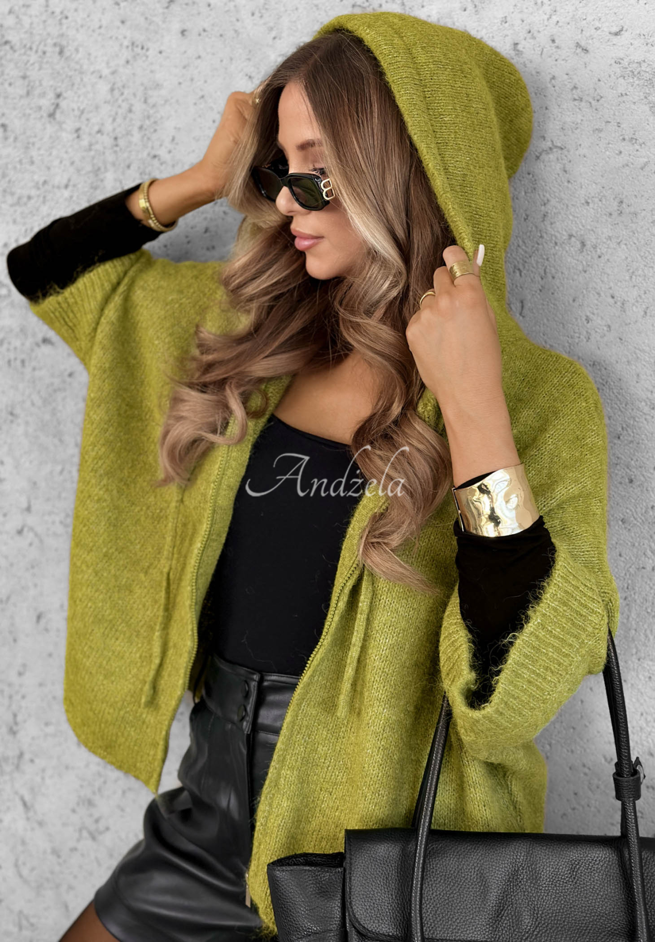 Soft On Me Wool Cardigan with Hood, Avocado Green