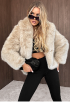 Kurtka futerko z kapturem Fluffy Girl czekoladowa