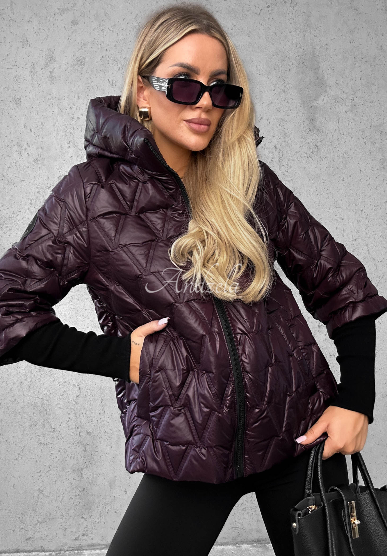 Quiet Afternoon Short Quilted Jacket in Berry