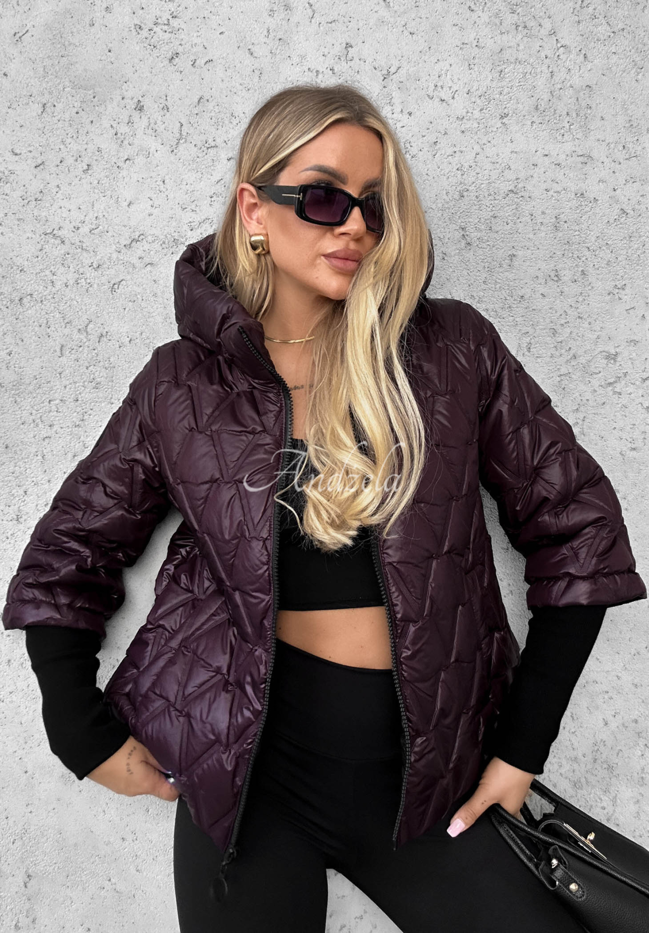Quiet Afternoon Short Quilted Jacket in Berry