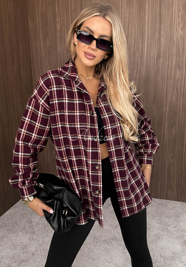 Apple Cider Blueberry Checkered Cotton Shirt