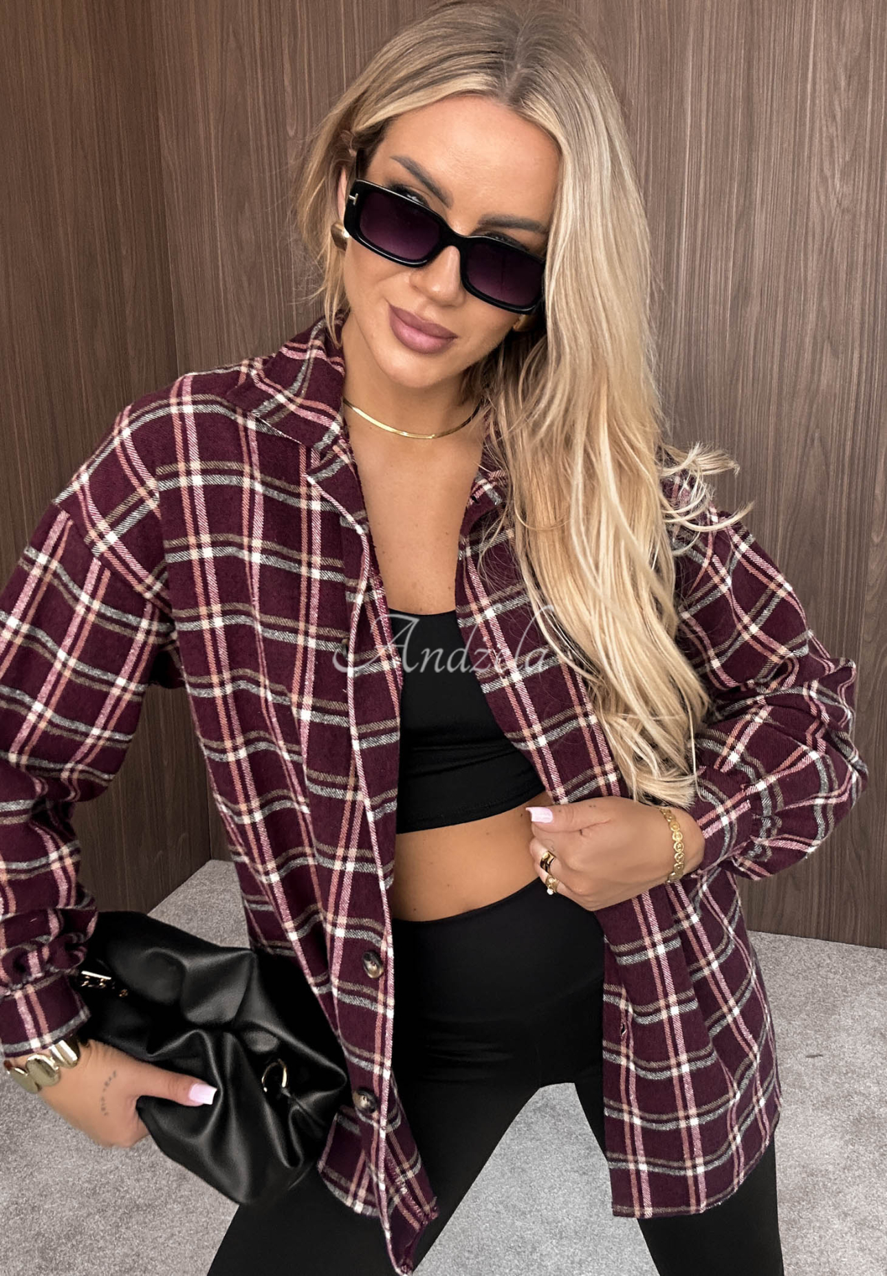 Apple Cider Blueberry Checkered Cotton Shirt