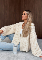 Krótki sweter kardigan z bufkami Frost Club ecru