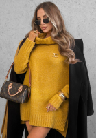 Sweter oversize z golfem Benin czekoladowy