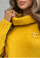 Sweter oversize z golfem Benin czekoladowy