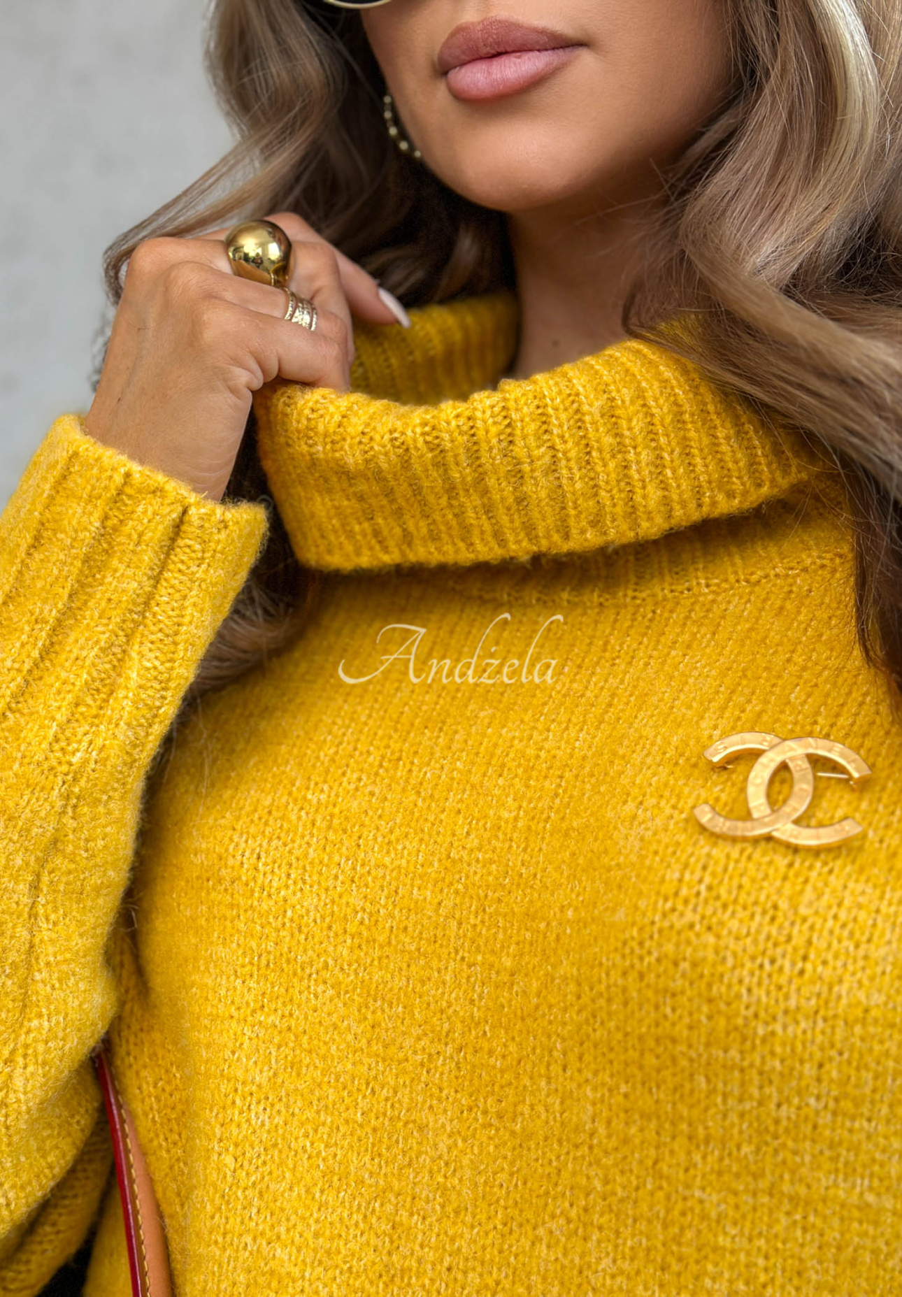 Oversized Turtleneck Sweater with Benin Wool in Mustard