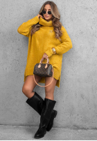 Sweter oversize z golfem Benin czekoladowy